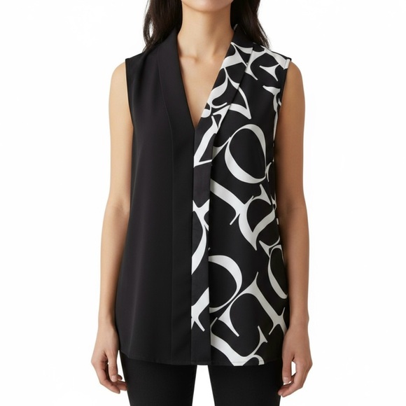 Shawl Collar Sleeveless Blouse - Picture 1 of 7